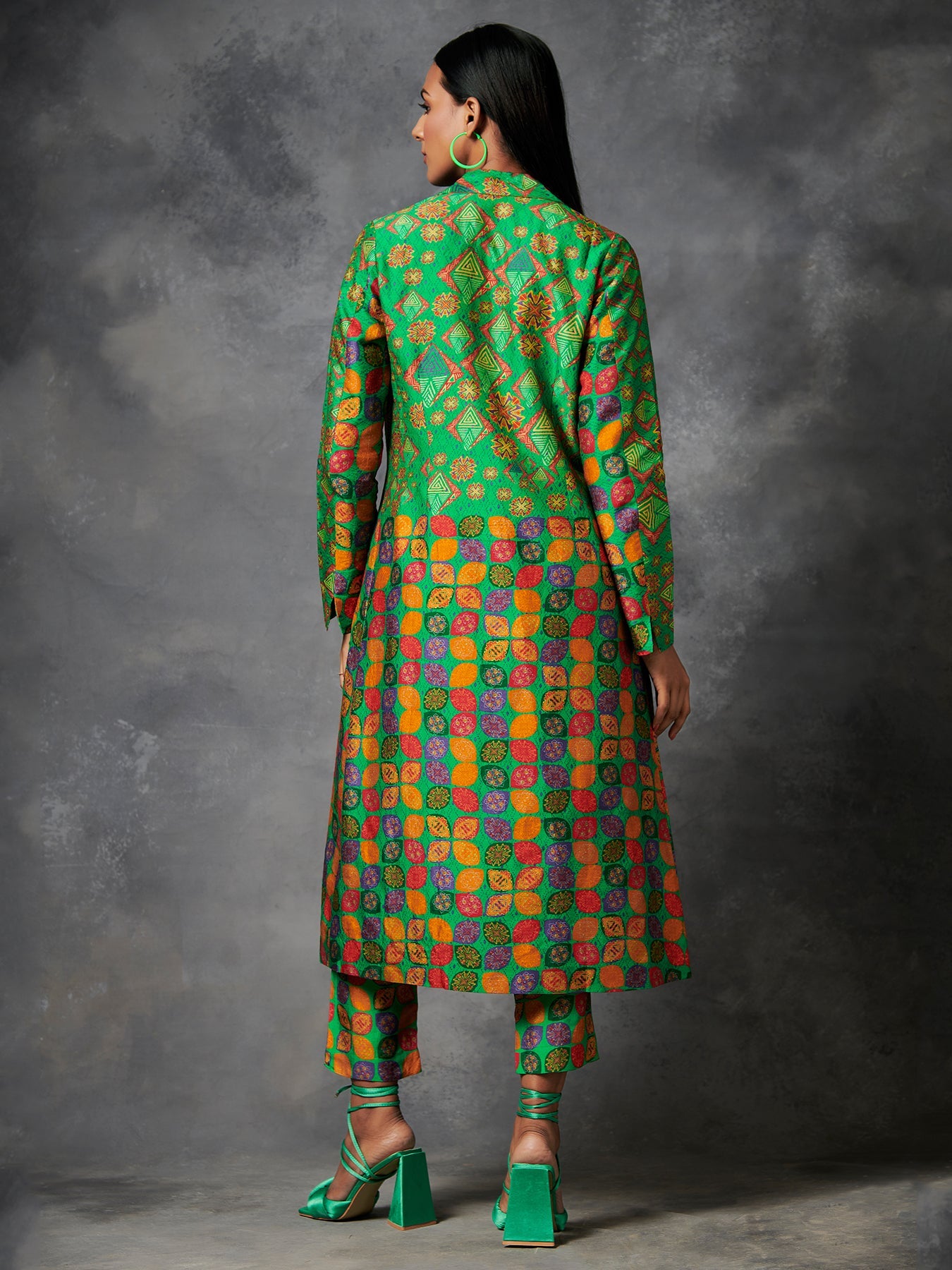 Green Printed Jacket Set | Shop Saundh