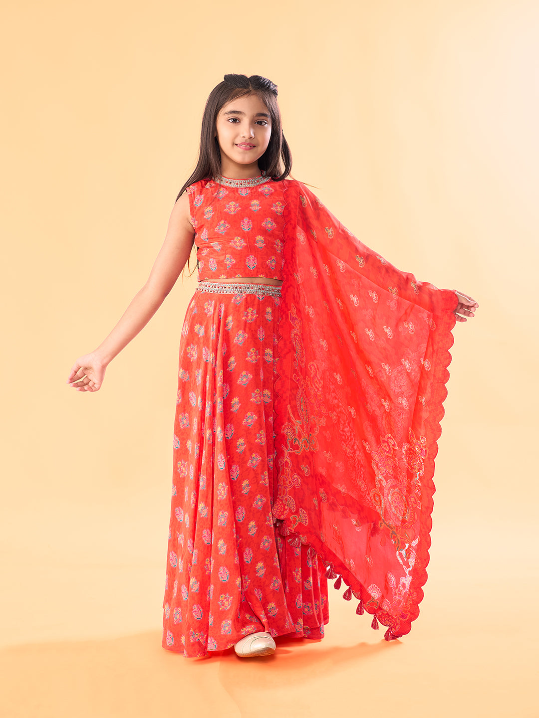 Mini Mehfil Lehenga Set - Red