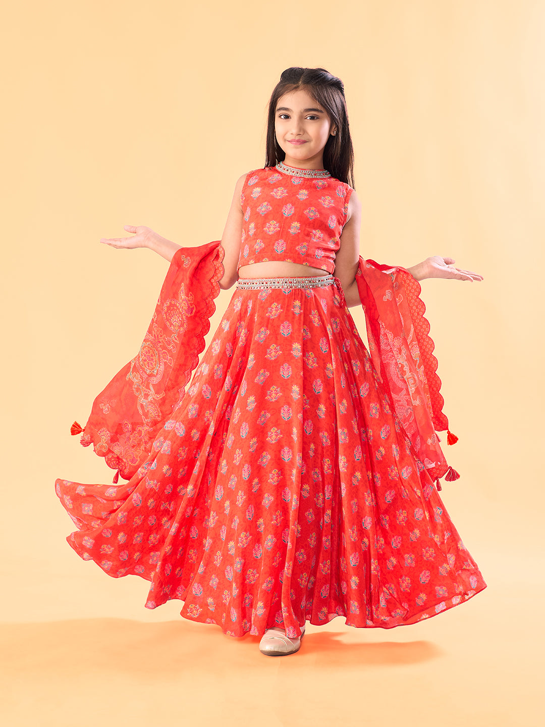 Mini Mehfil Lehenga Set - Red