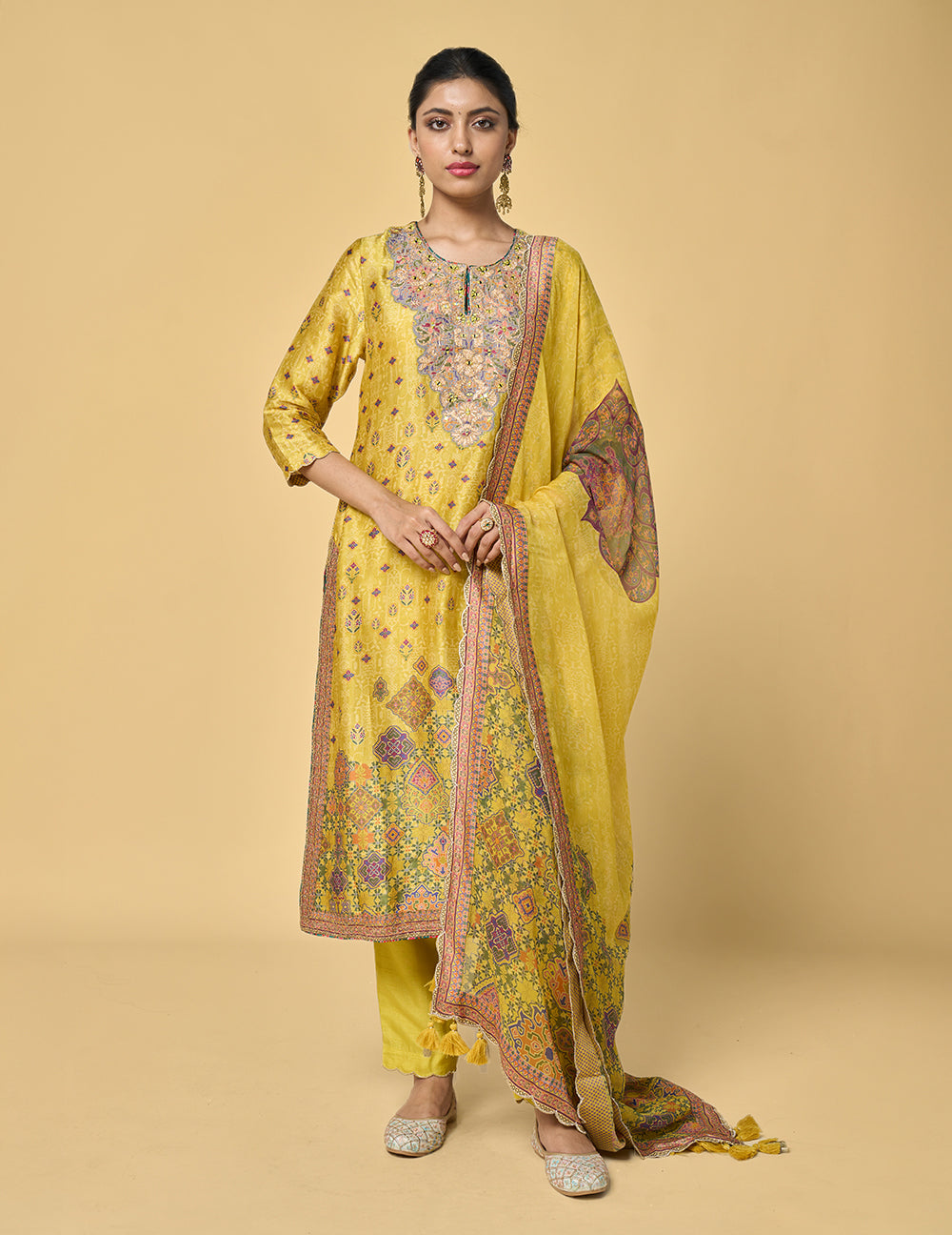 Kanak Kurta Set with Dupatta - Yellow