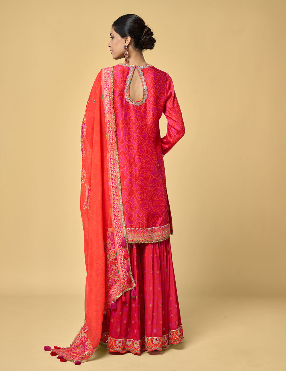 Gulnaar Kurta Set with Dupatta - Red