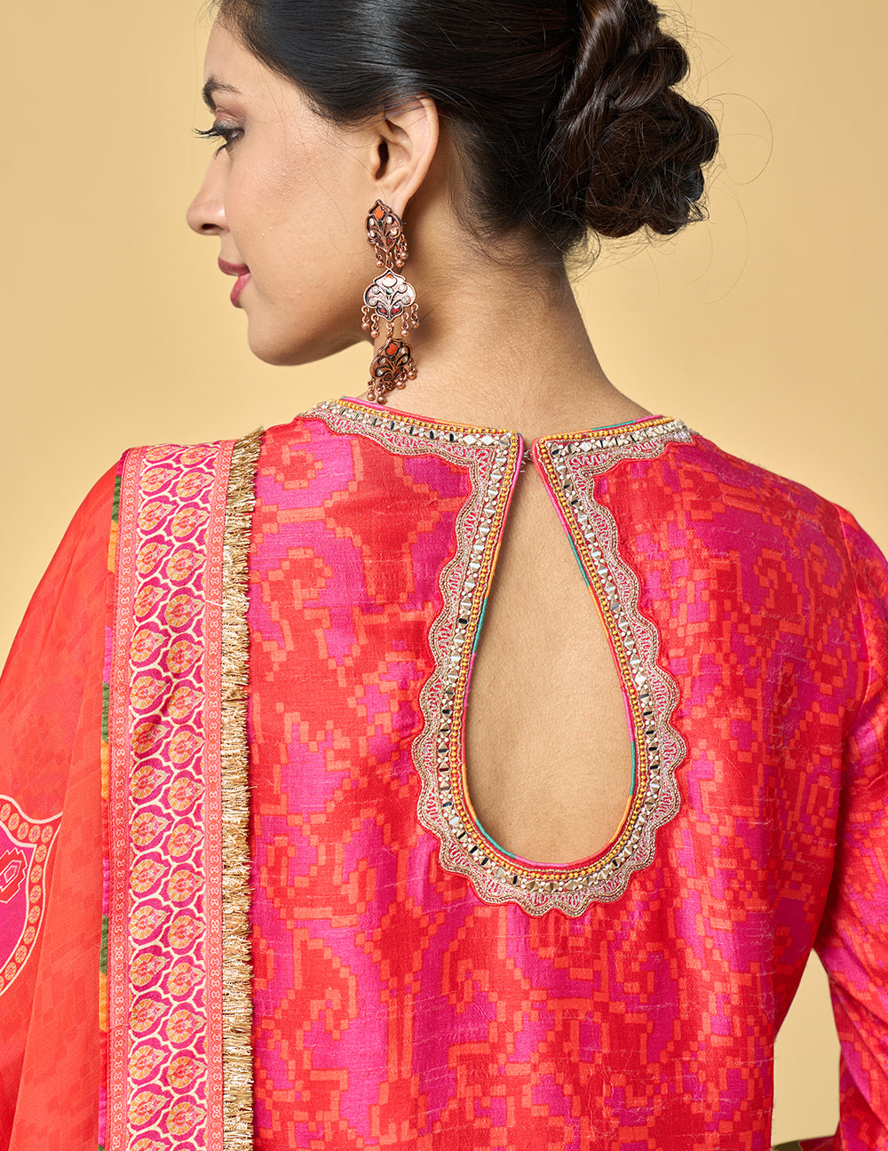 Gulnaar Kurta Set with Dupatta - Red