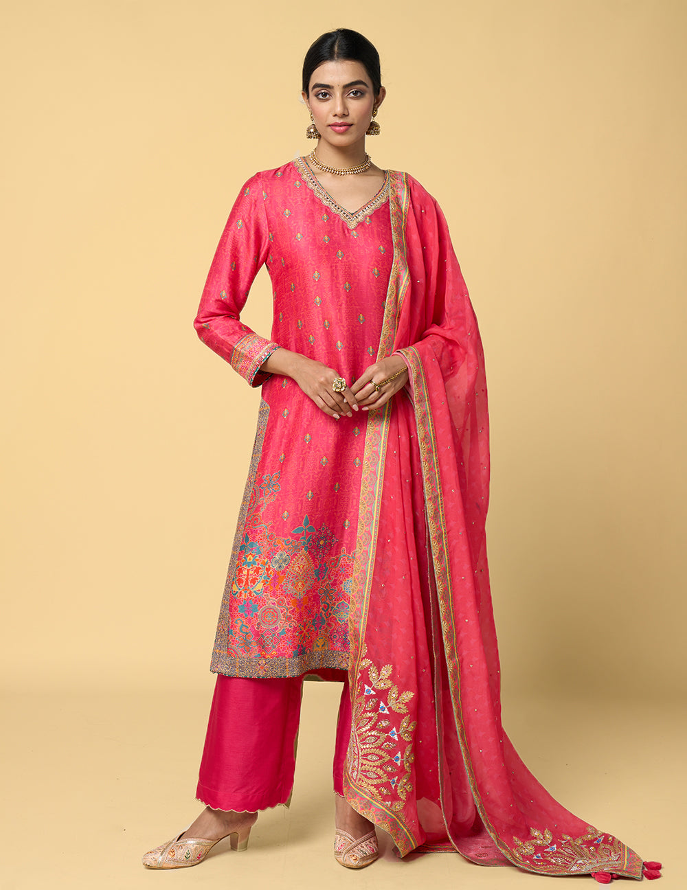Roohani Kurta Set with Dupatta - Pink