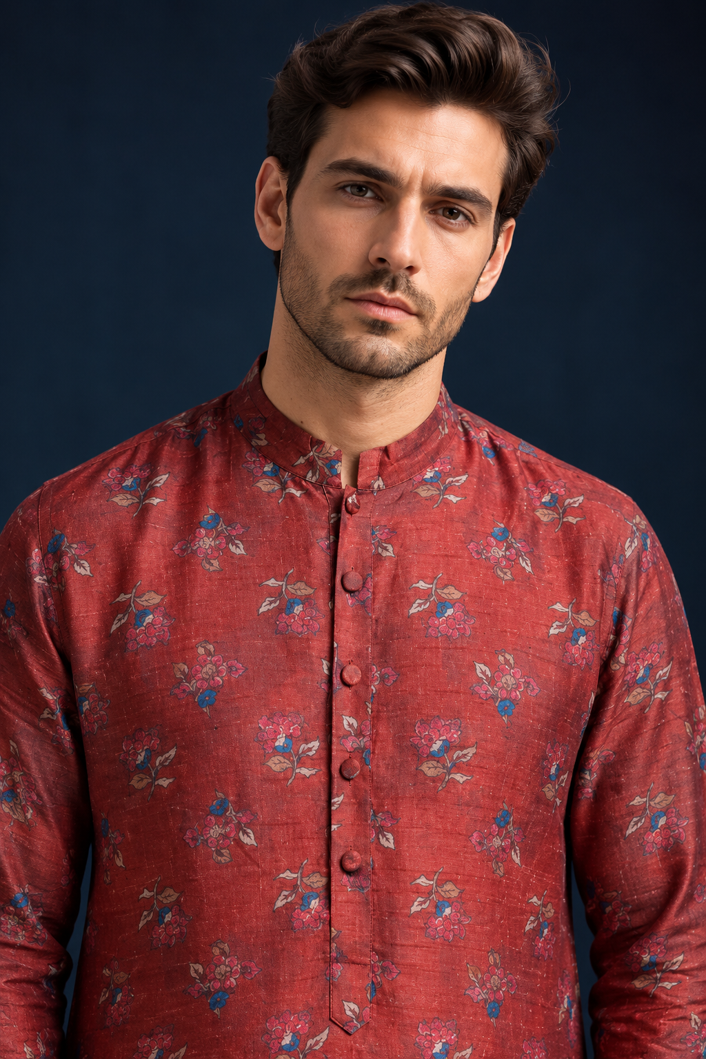 Azaan Kalamkari-inspired kurta - Maroon