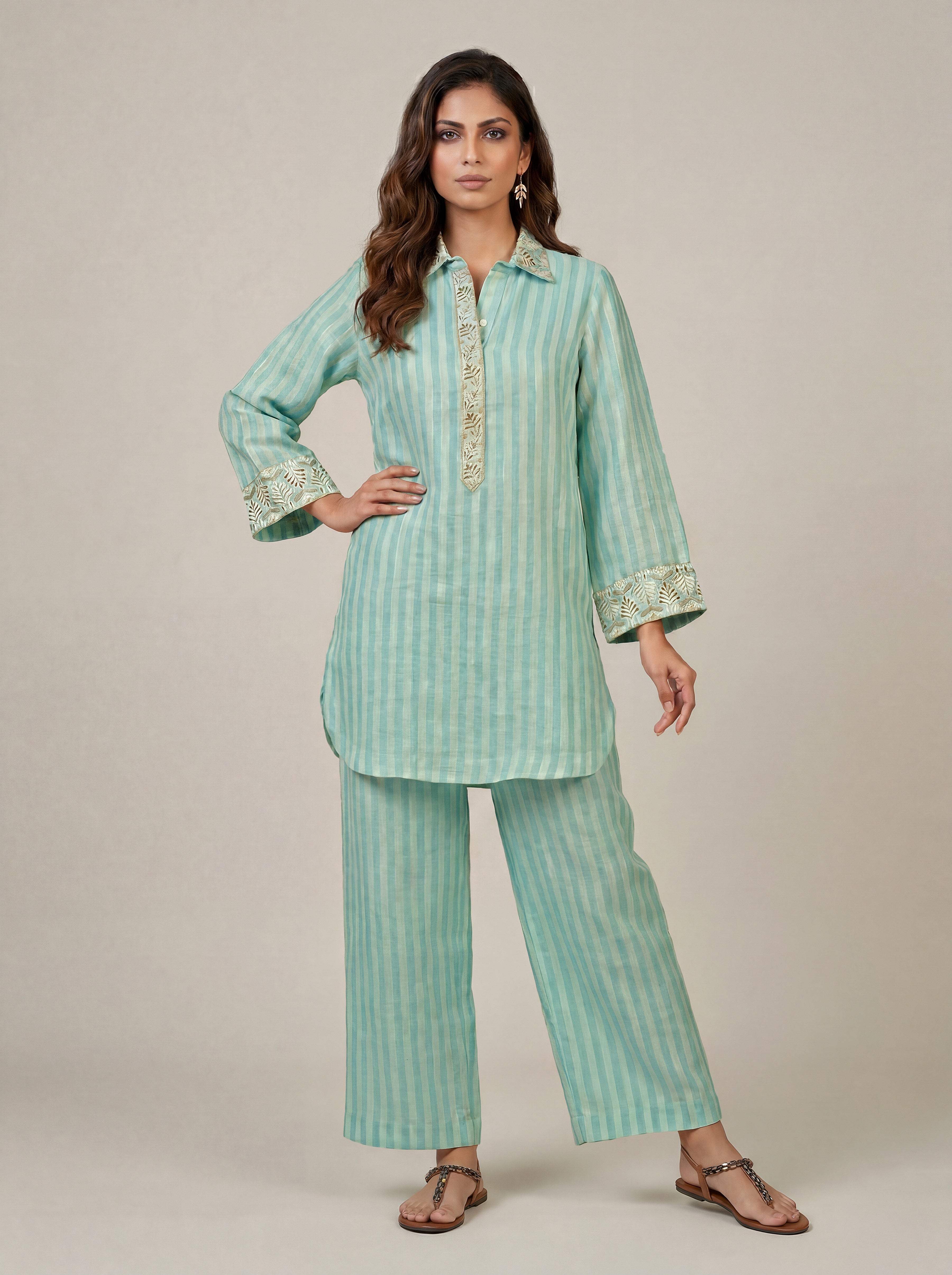 Pallav co-ord Set - Aqua Blue