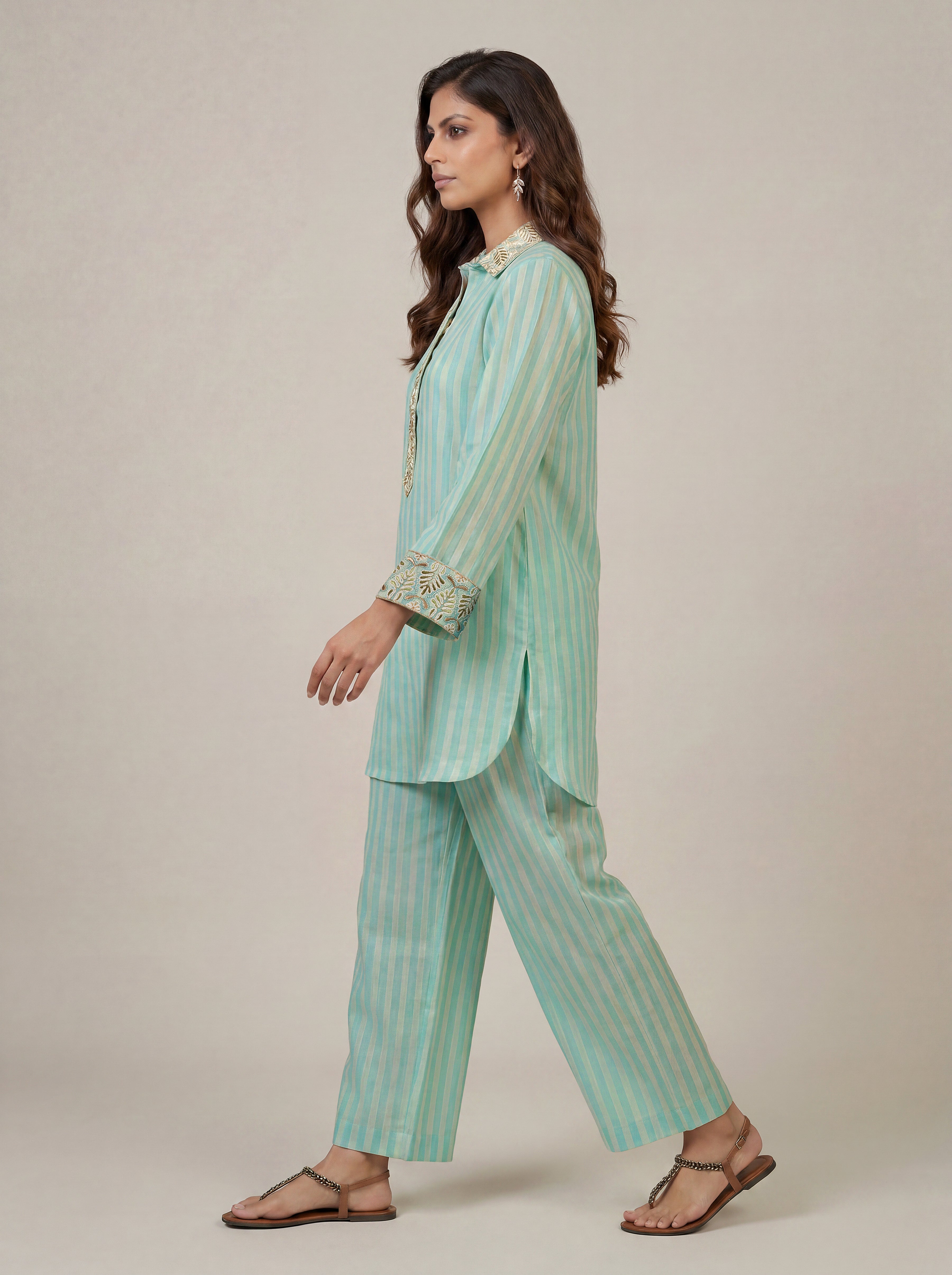 Pallav co-ord Set - Aqua Blue