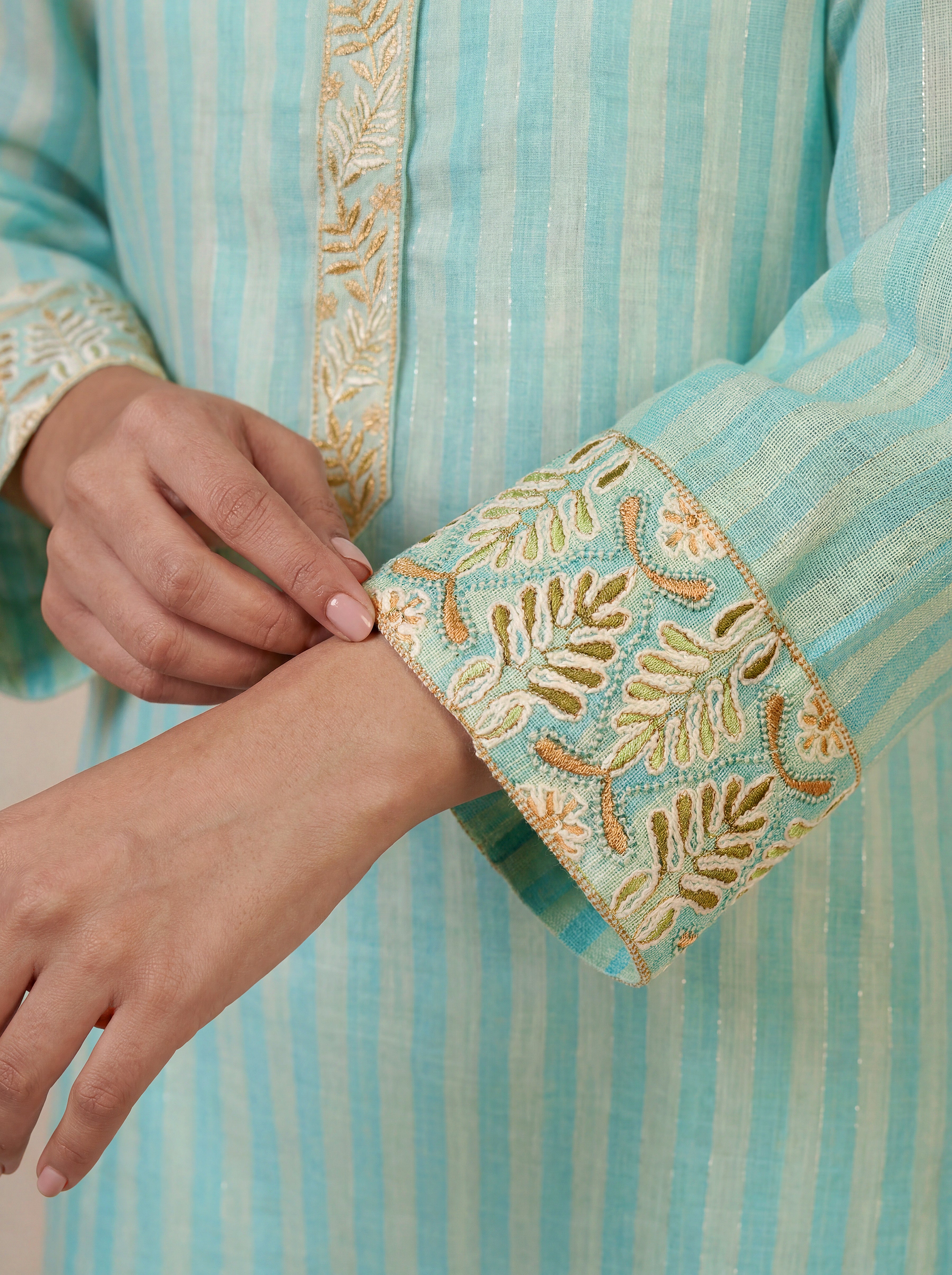 Pallav co-ord Set - Aqua Blue