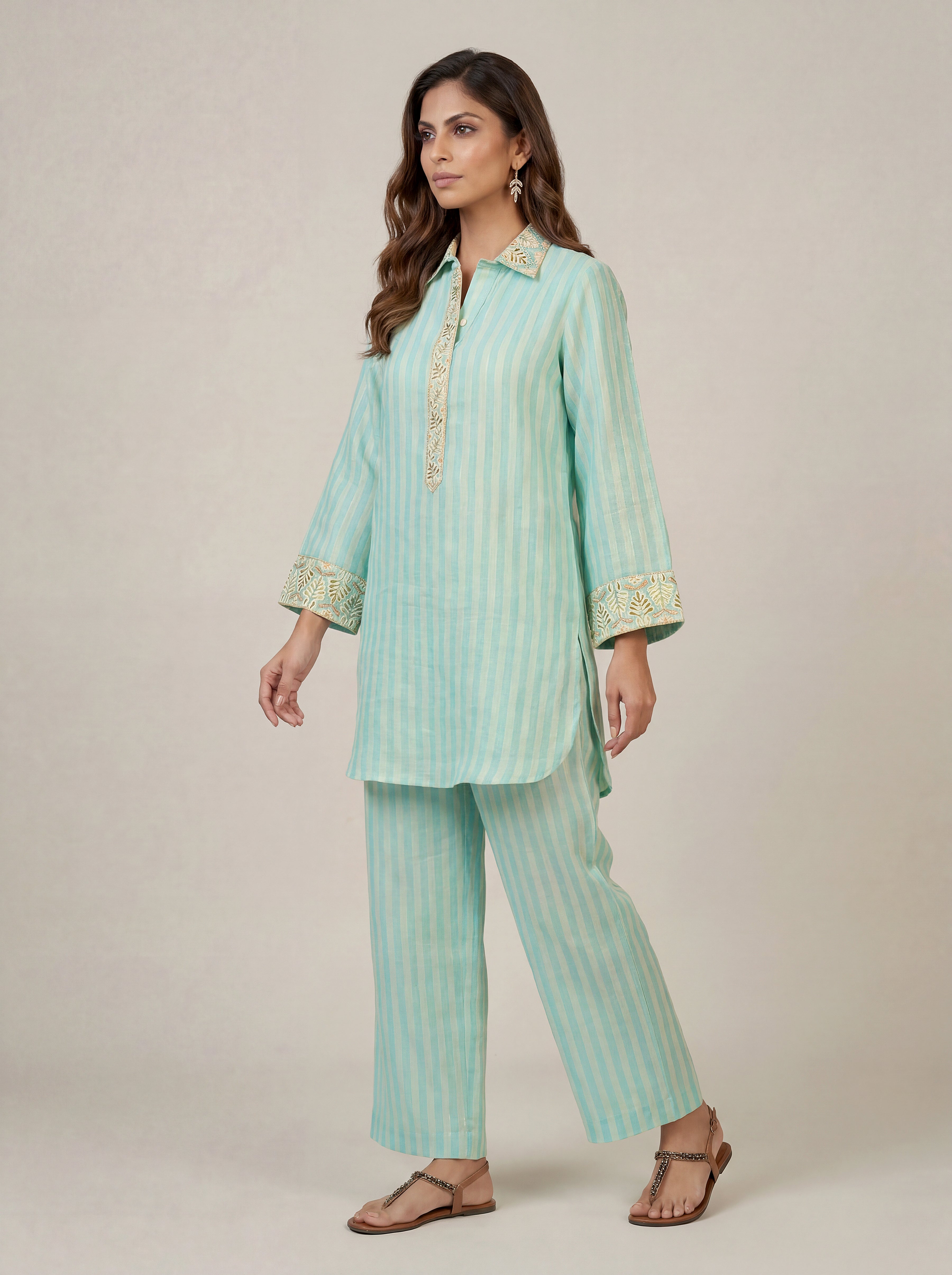 Pallav co-ord Set - Aqua Blue