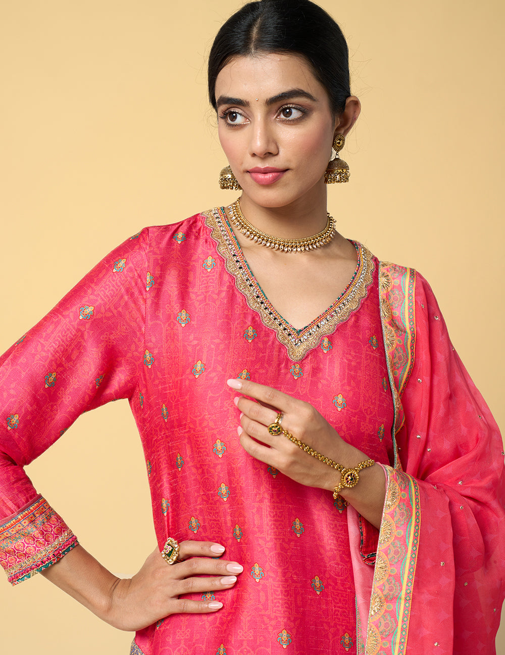 Roohani Kurta Set with Dupatta - Pink