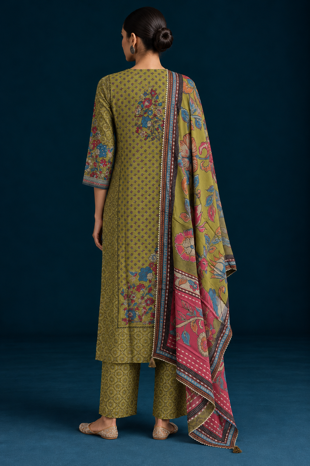 Elaan Kalamkari-inspired Kurta Set-Olive