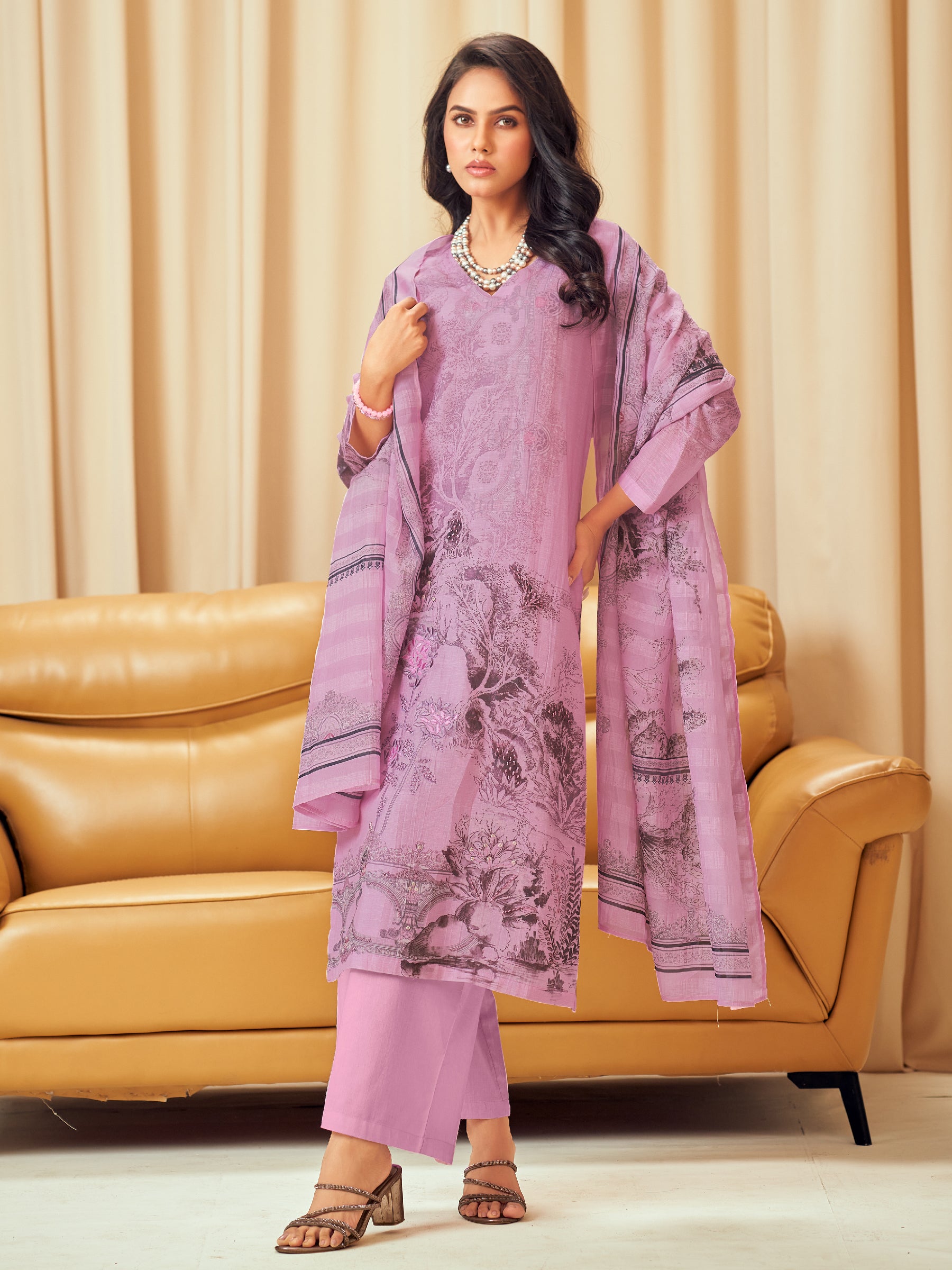 Nishika Unstitched Kurta Set - Purple