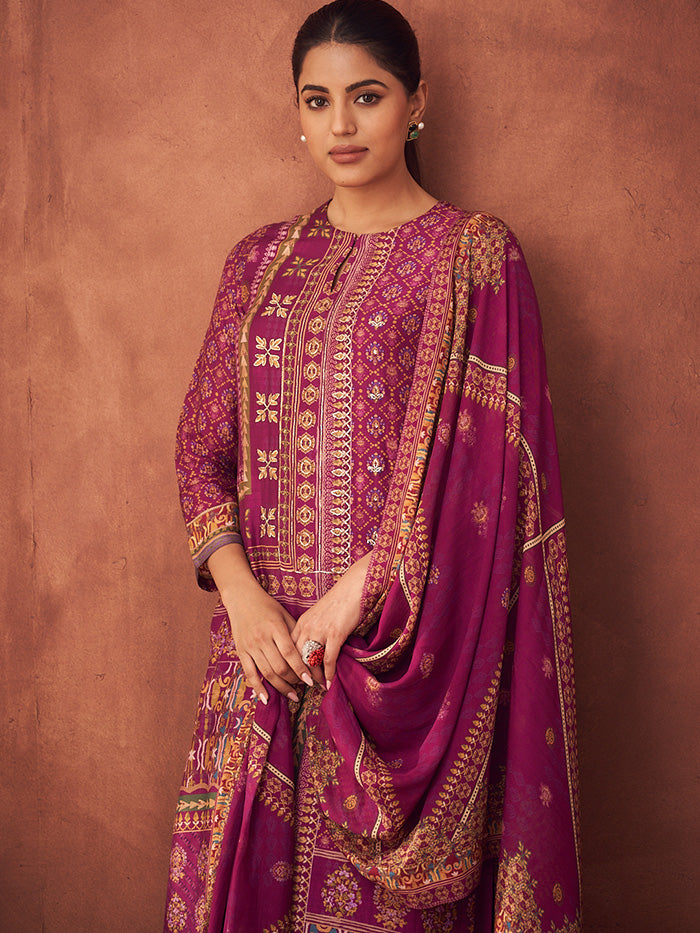 Miraya Unstitched Kurta Set - Magenta