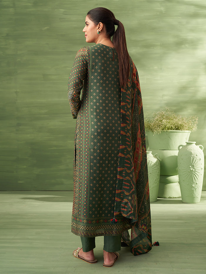 Sitara Unstitched Kurta Set - Dark Green