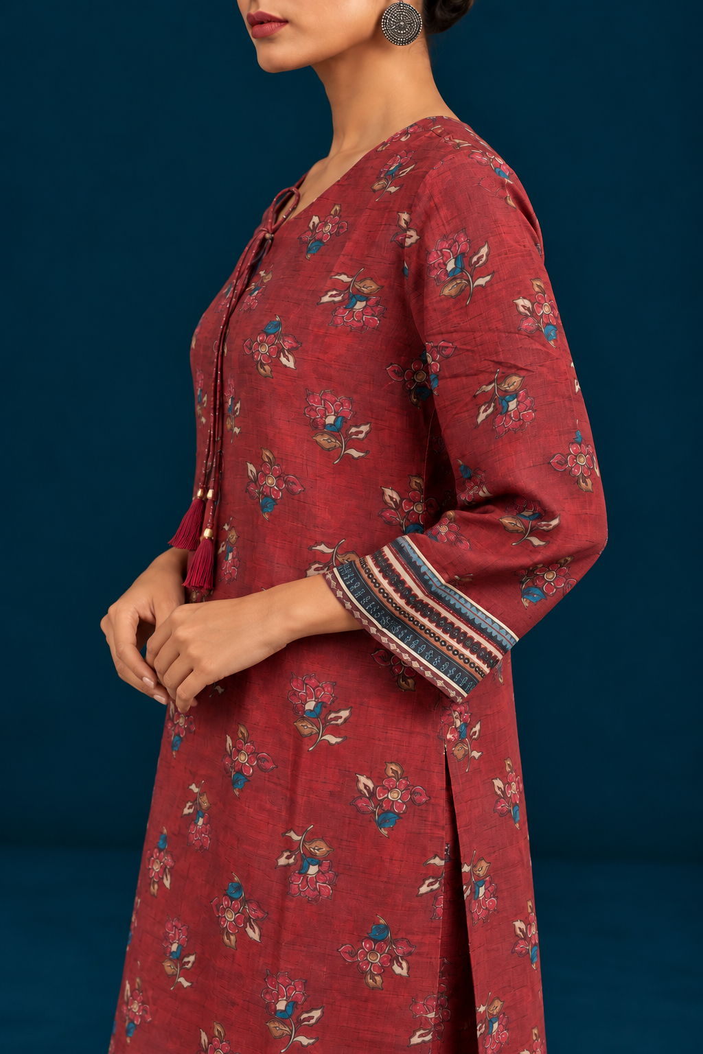 Taar Kalamkari-inspired Kurta Set-Maroon