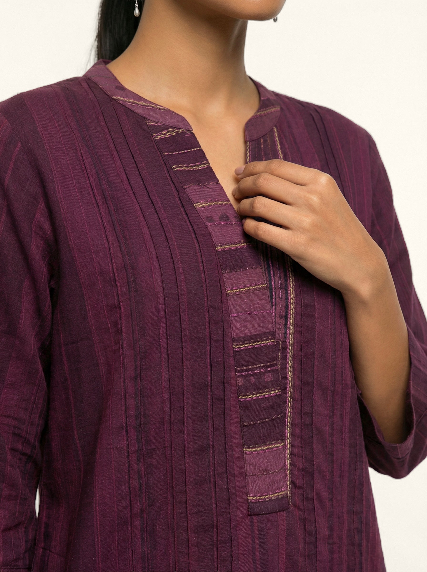 Burgundy Ledger Kurta Set - Burgundy