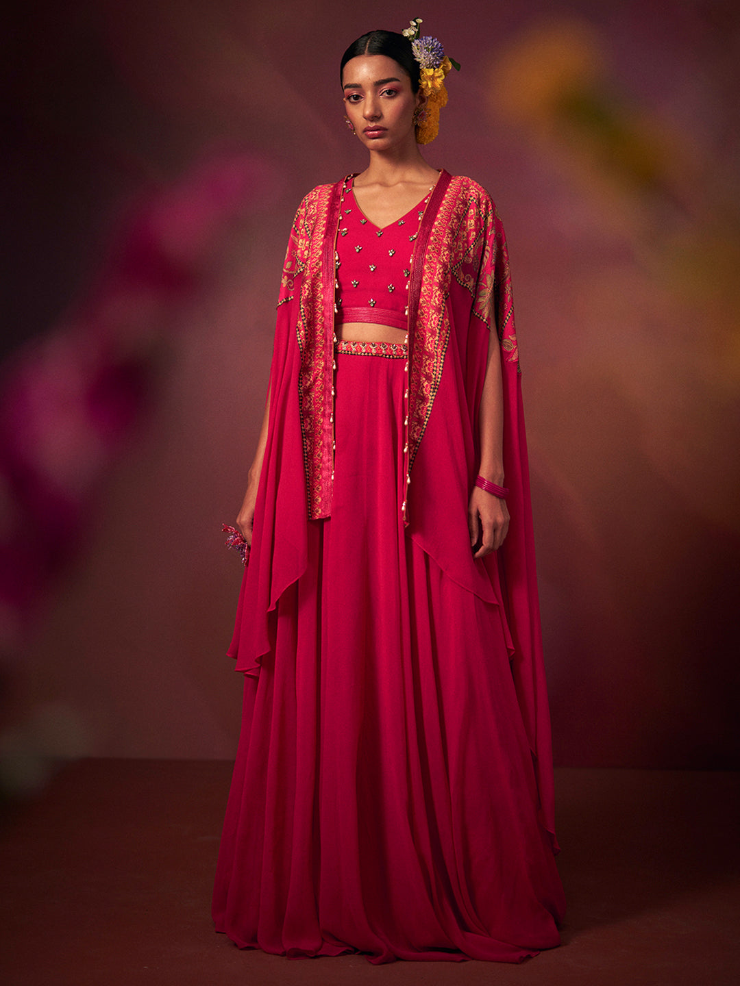 Mohar Lehenga Set with Jacket - Pink