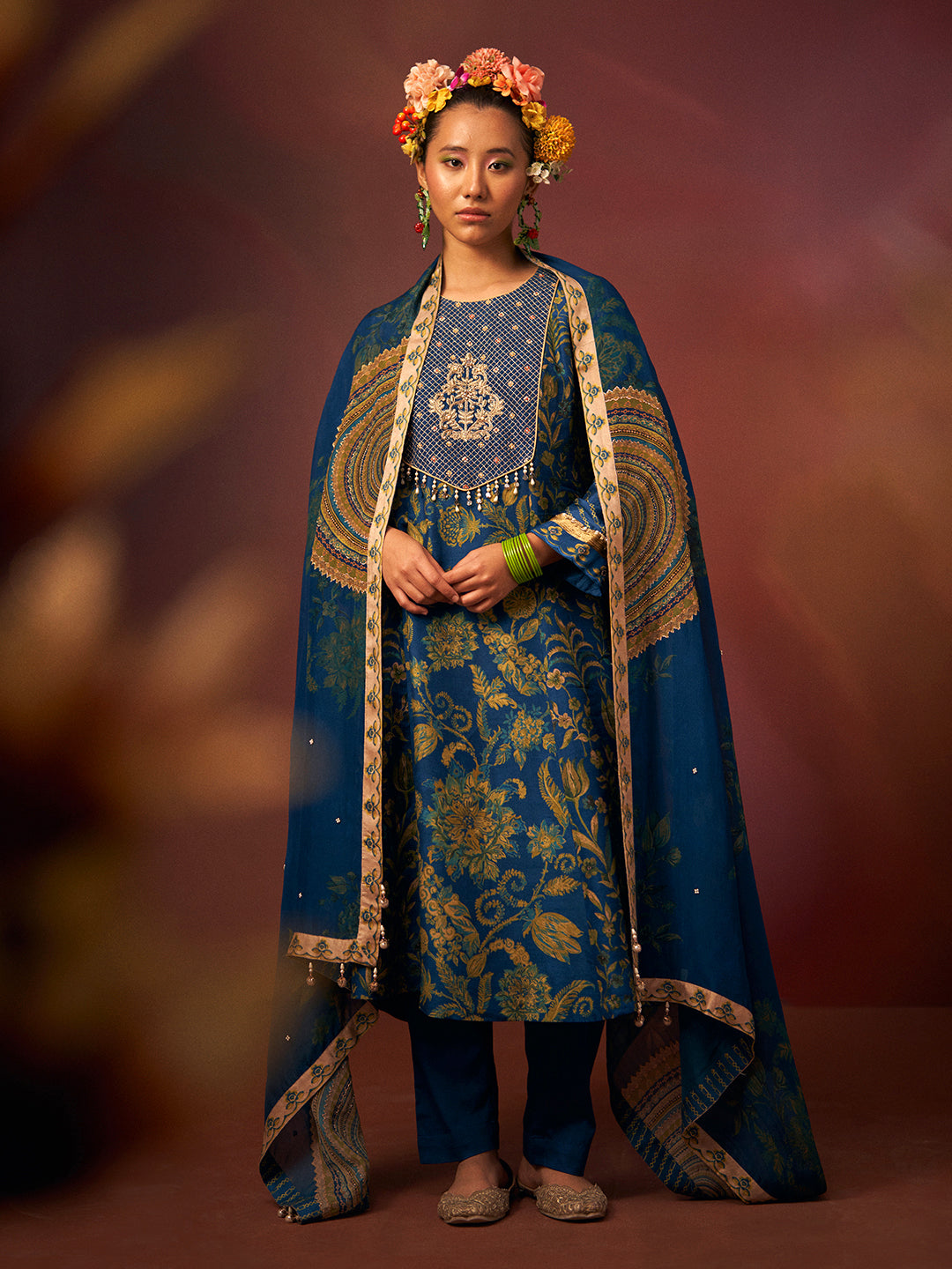 Malhar Kurta Set with Dupatta - Blue