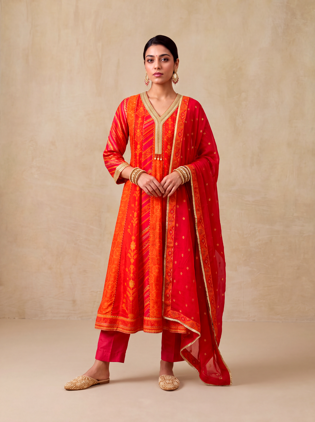 Chamak Anarkali Set-Multi coloured