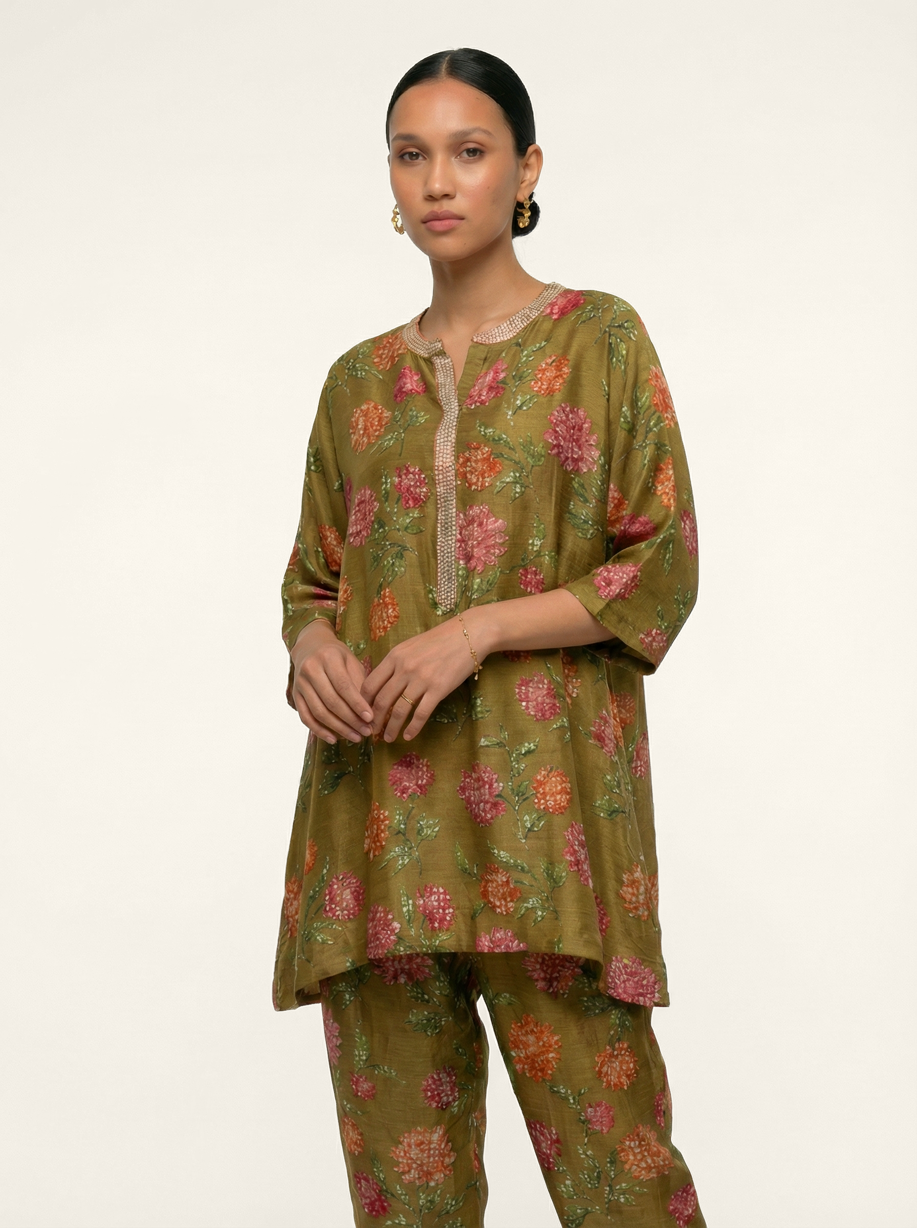 Zareen Kurta Set - Olive