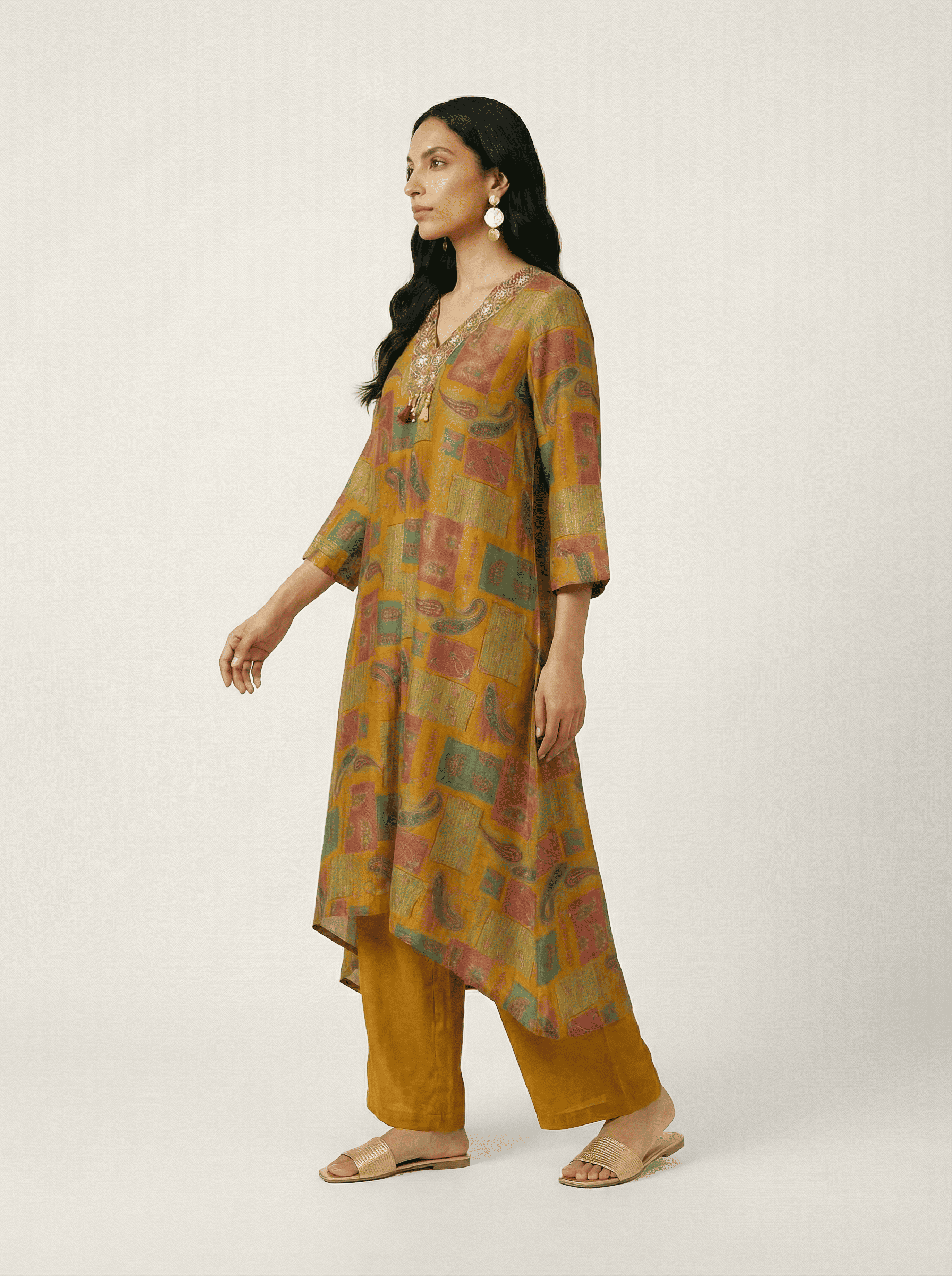Mehrgul Kurta Set - Yellow