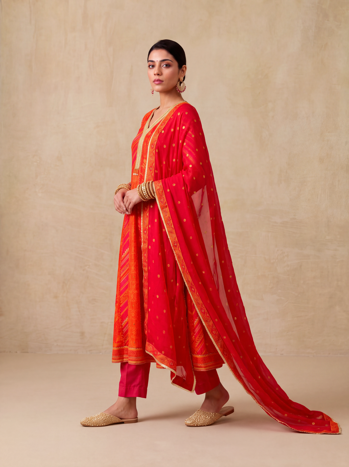 Chamak Anarkali Set-Multi coloured