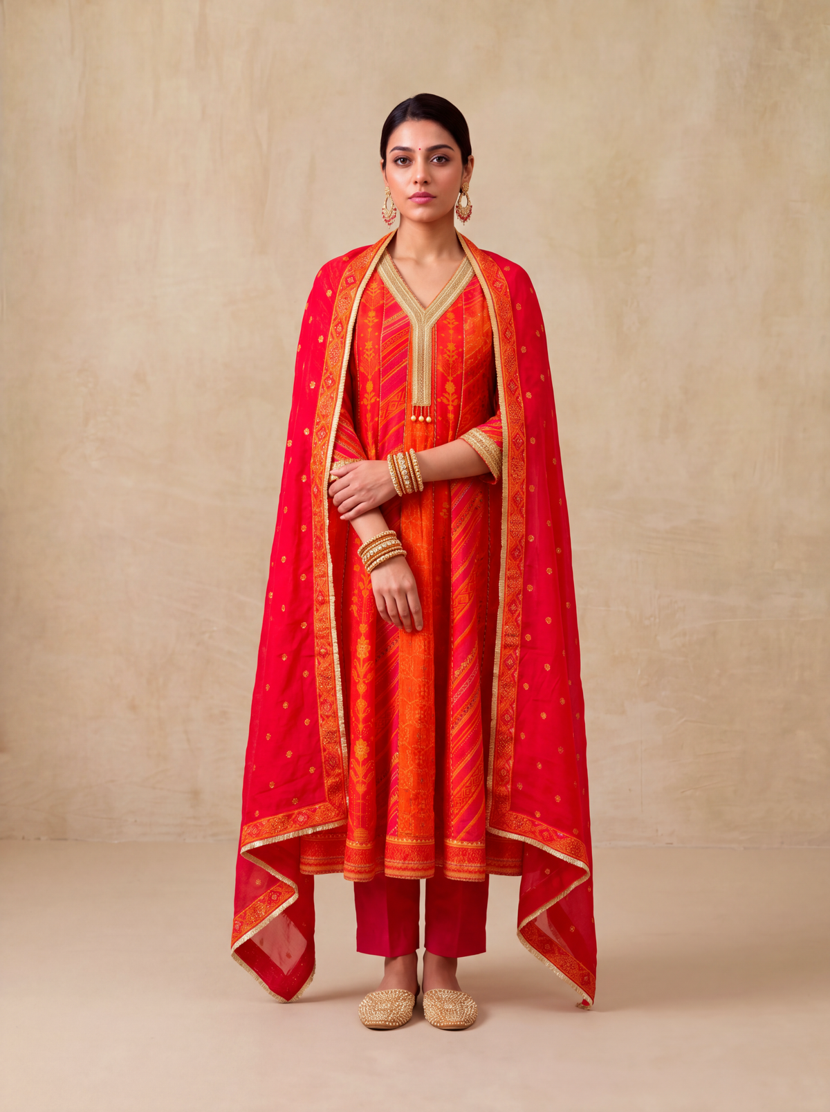 Chamak Anarkali Set-Multi coloured