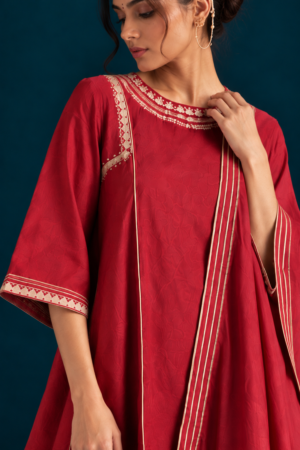Safa Ikat-inspired Kurta set - Maroon