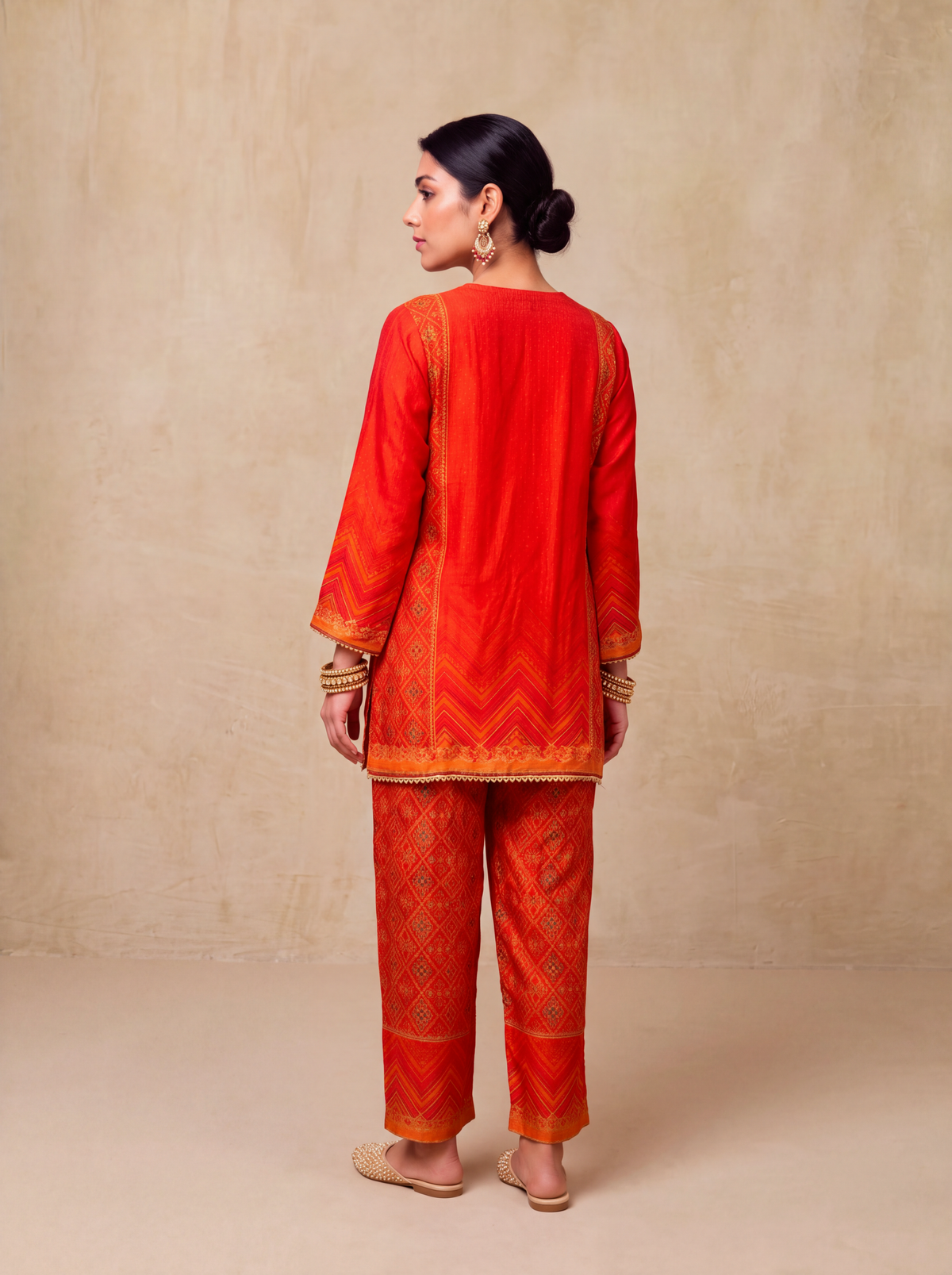 Zohra Palazzo Kurta Set-Red