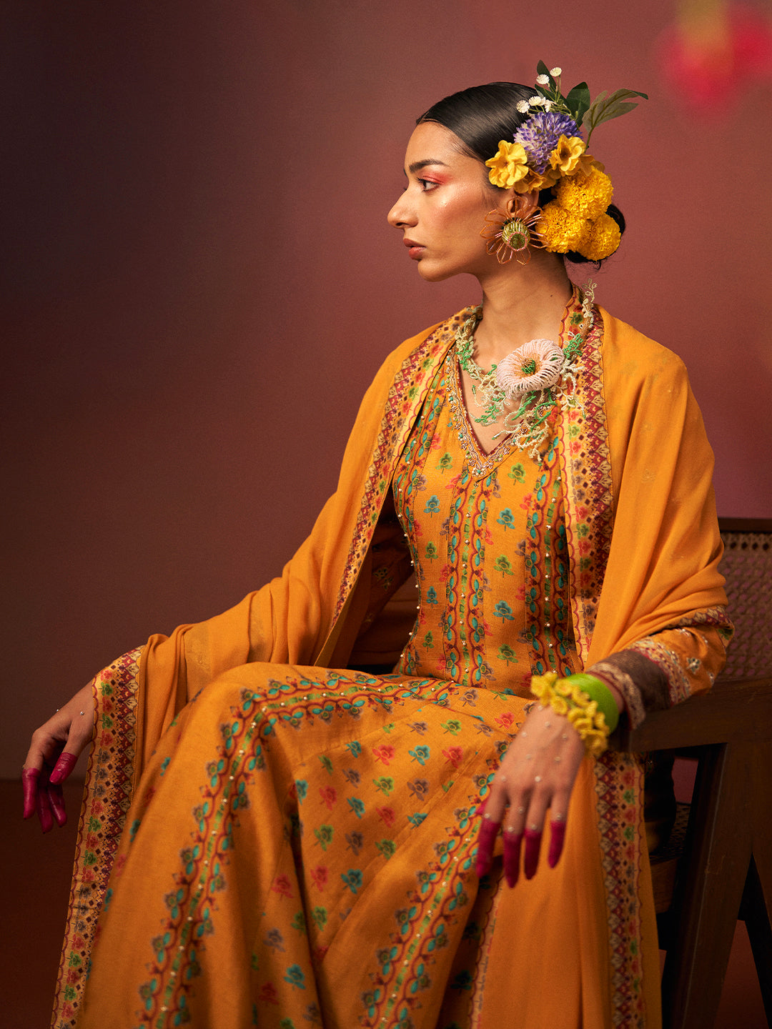 Sargam Kurta Set with Dupatta - Yellow