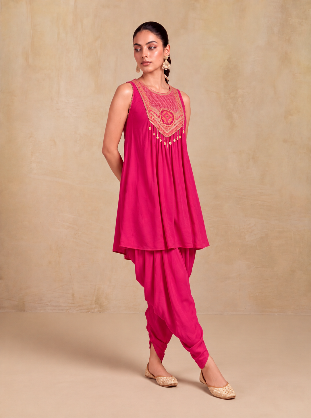 Oorja Dhoti  Set-Pink