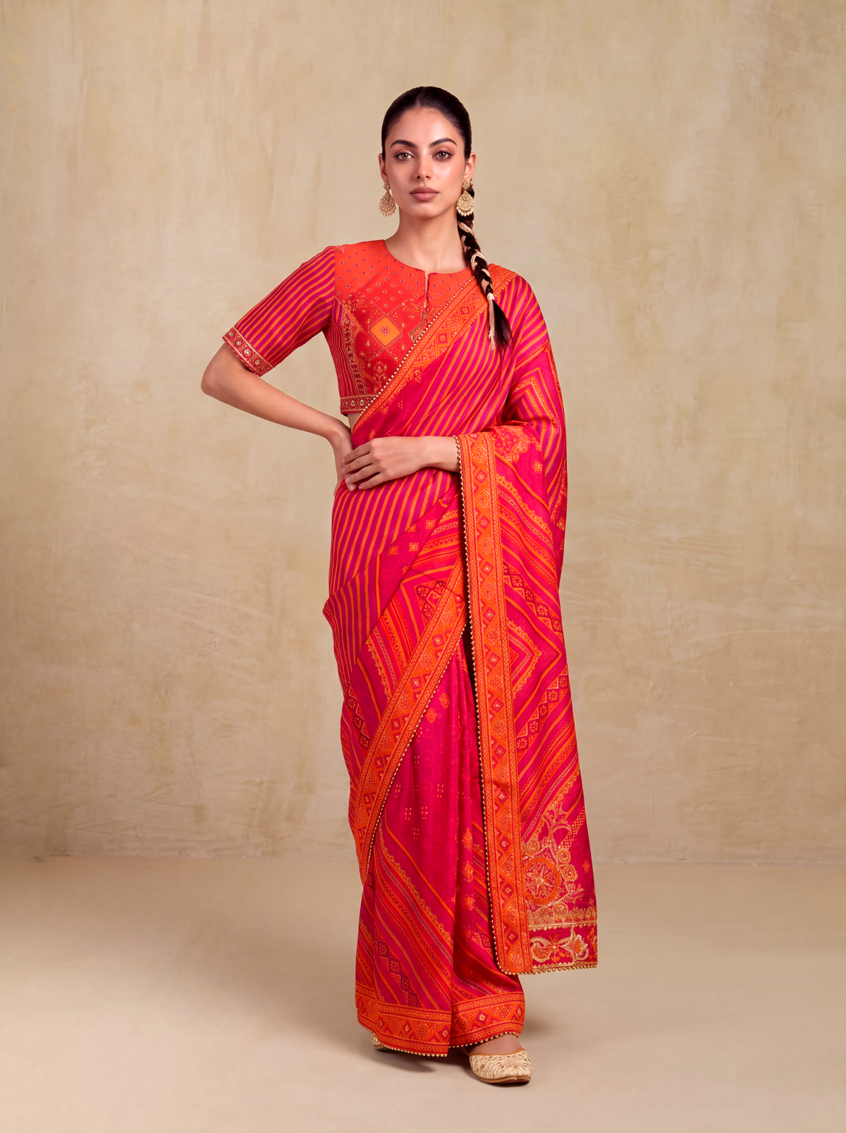 Rang Printed Saree-Pink
