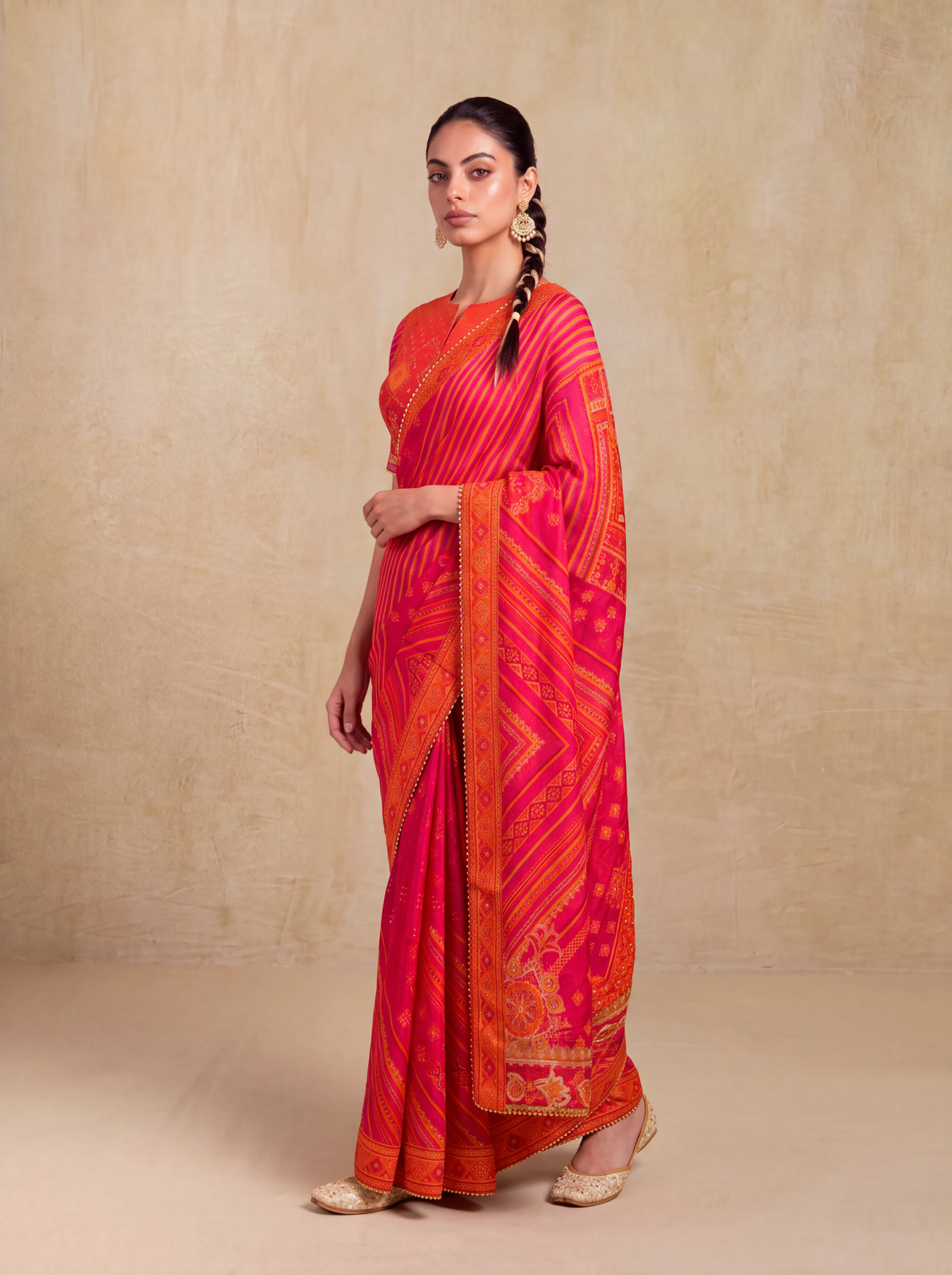 Rang Printed Saree-Pink