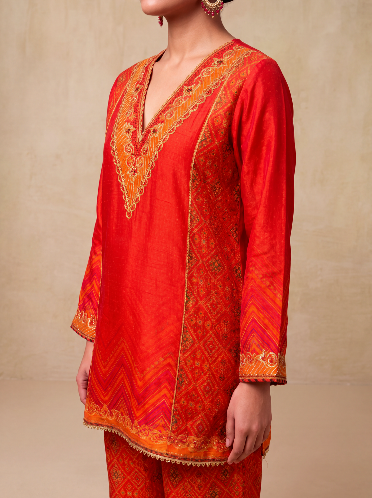 Zohra Palazzo Kurta Set-Red