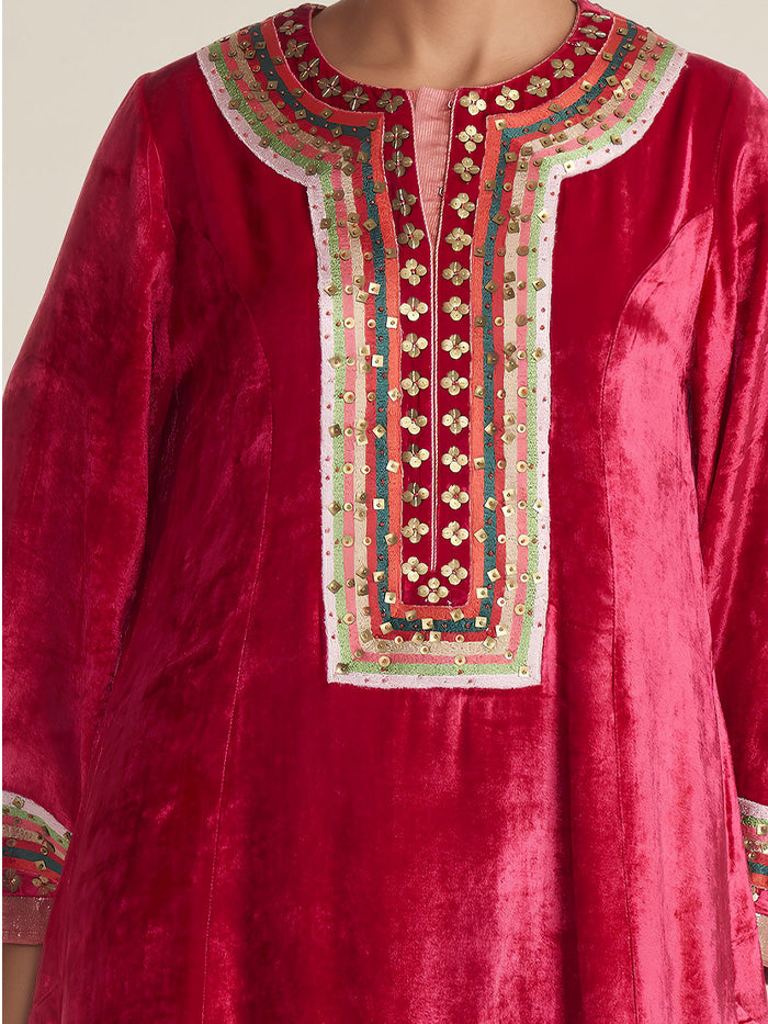 Kesha Kurta Set - Maroon