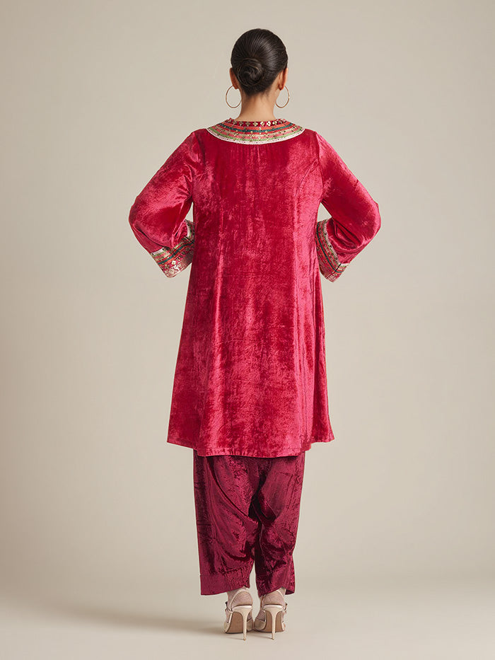 Kesha Kurta Set - Maroon