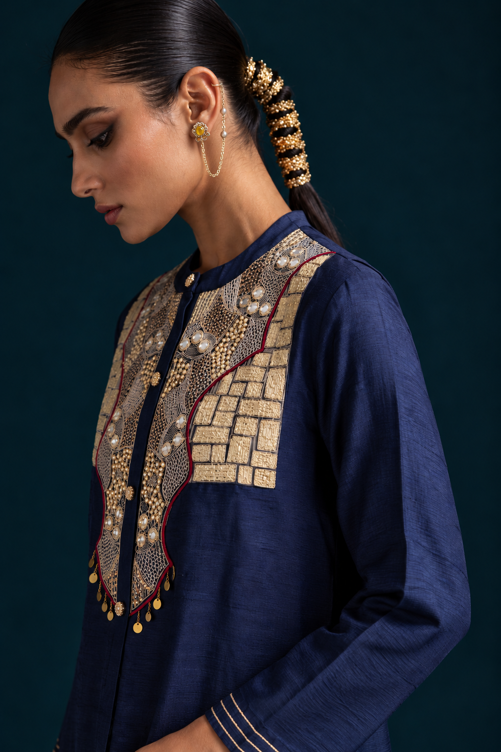 Hijr Embroidered Shirt-Style Co-ord Set – Blue