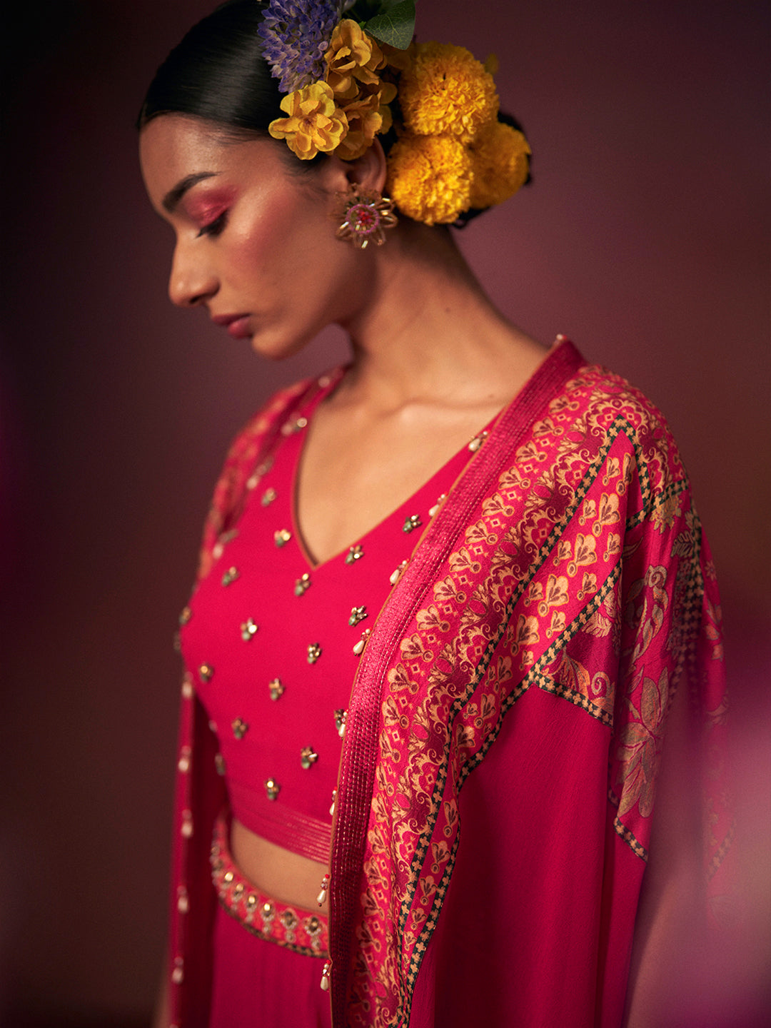 Mohar Lehenga Set with Jacket - Pink