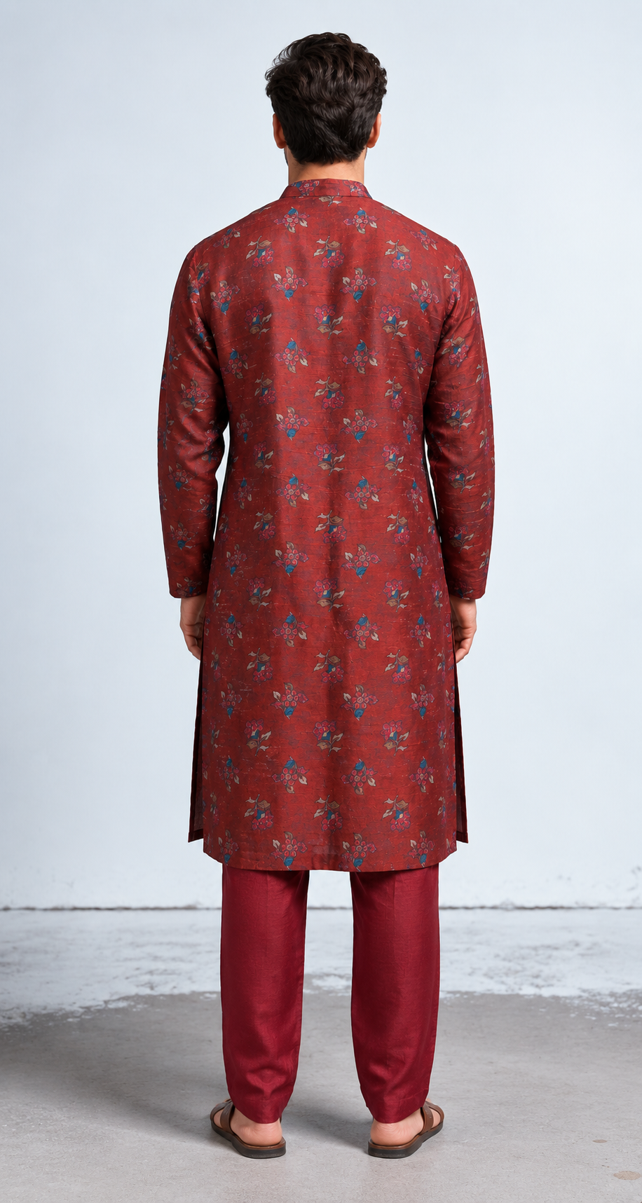 Azaan Kalamkari-inspired kurta - Maroon