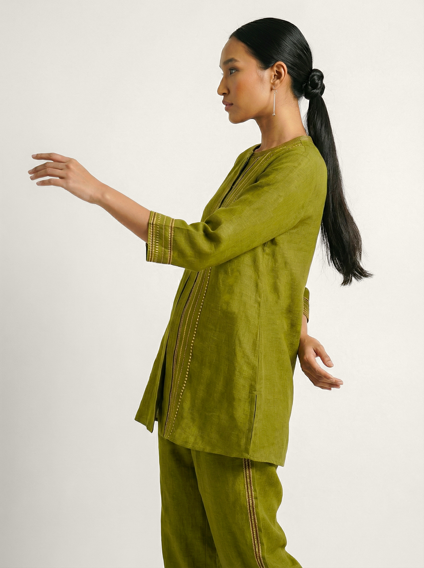 Linen Axis Co-ord Set - Green