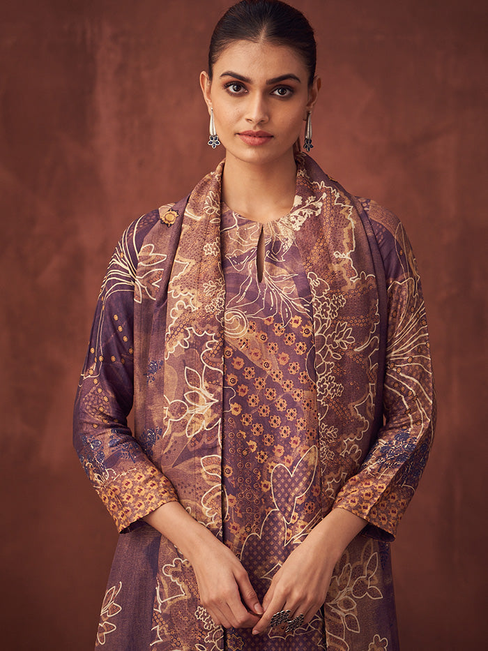 Miraya Unstitched Kurta Set - Purple