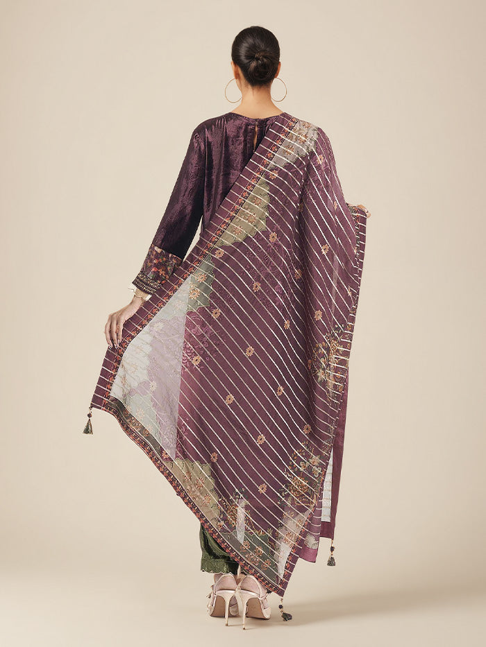 Tarni Kurta Set with Dupatta - Purple