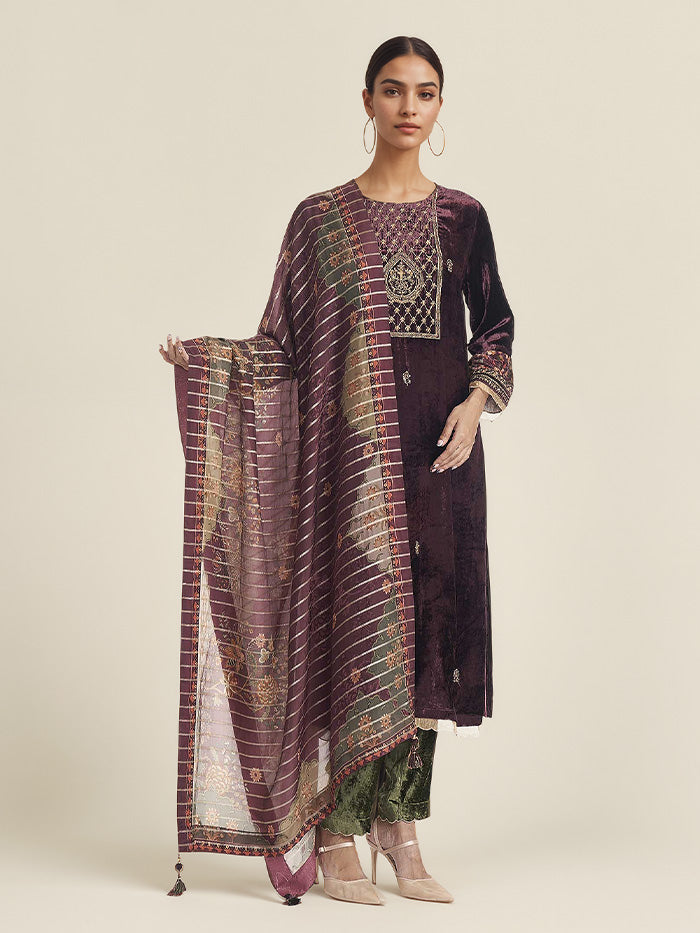 Tarni Kurta Set with Dupatta - Purple