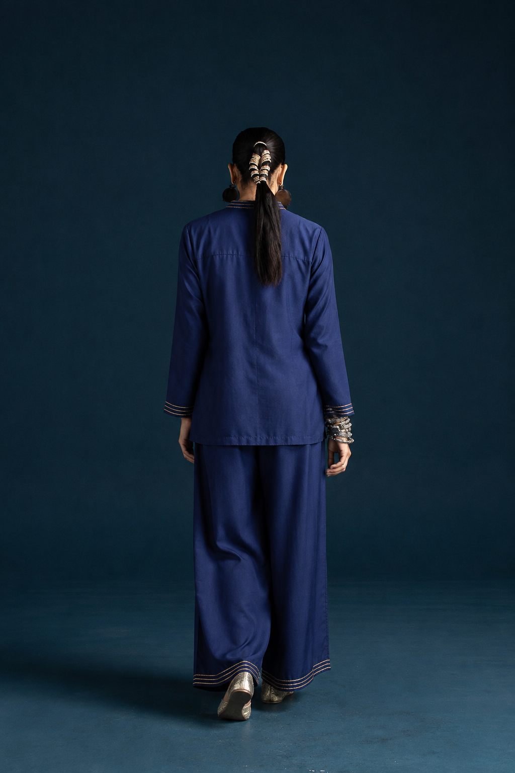 Hijr Embroidered Shirt-Style Co-ord Set – Blue
