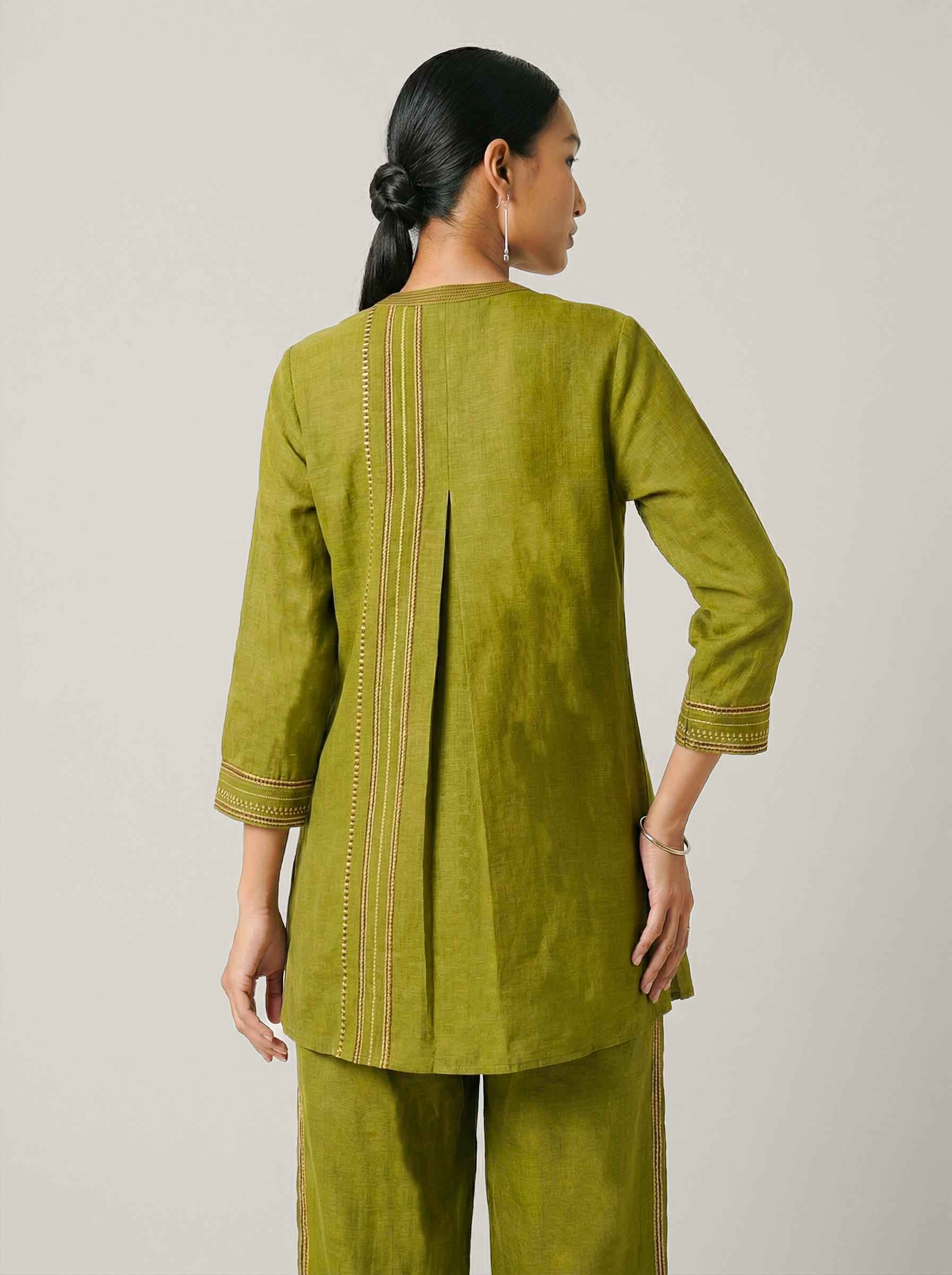 Linen Axis Co-ord Set - Green