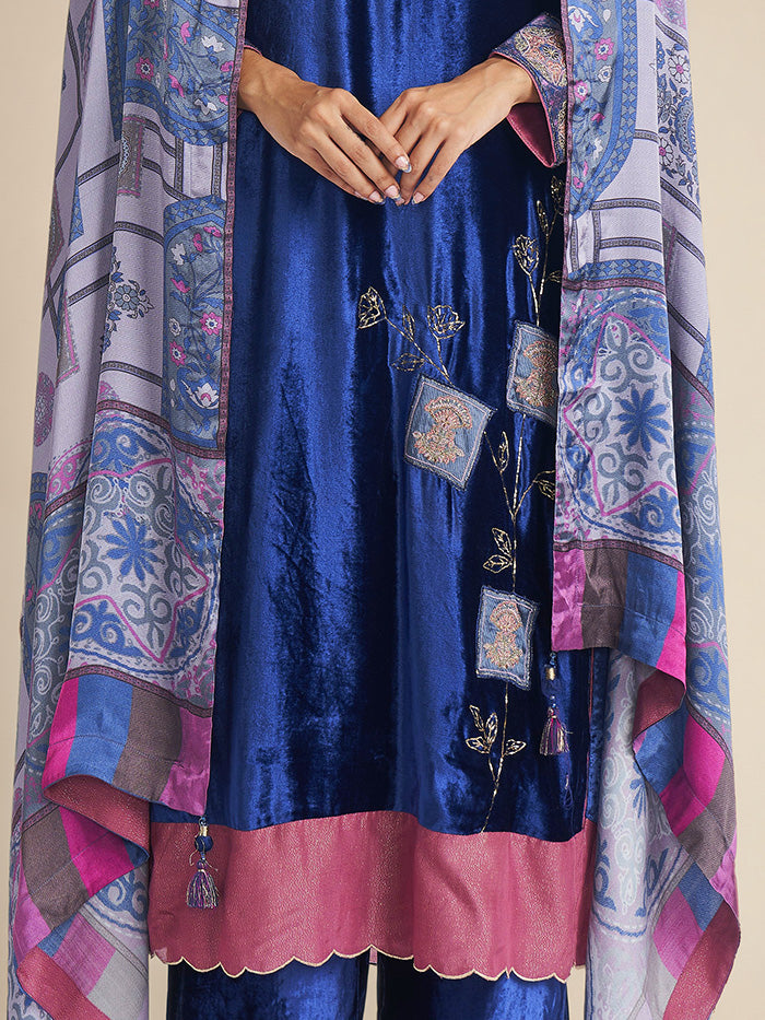 Daria Kurta Set with Dupatta - Blue