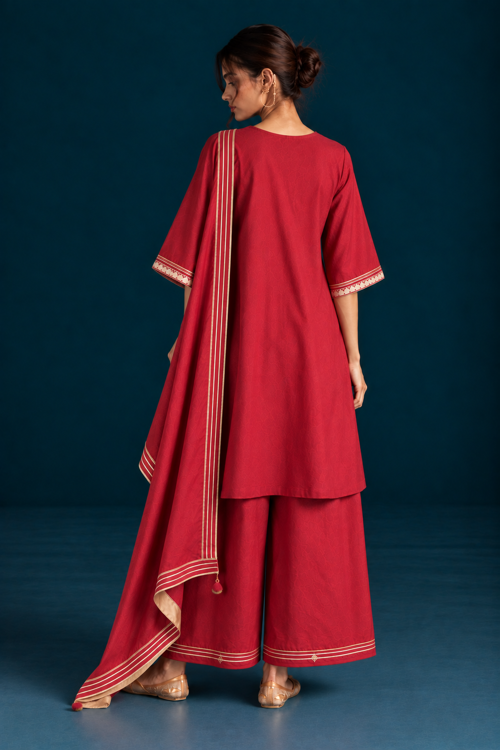 Safa Ikat-inspired Kurta set - Maroon