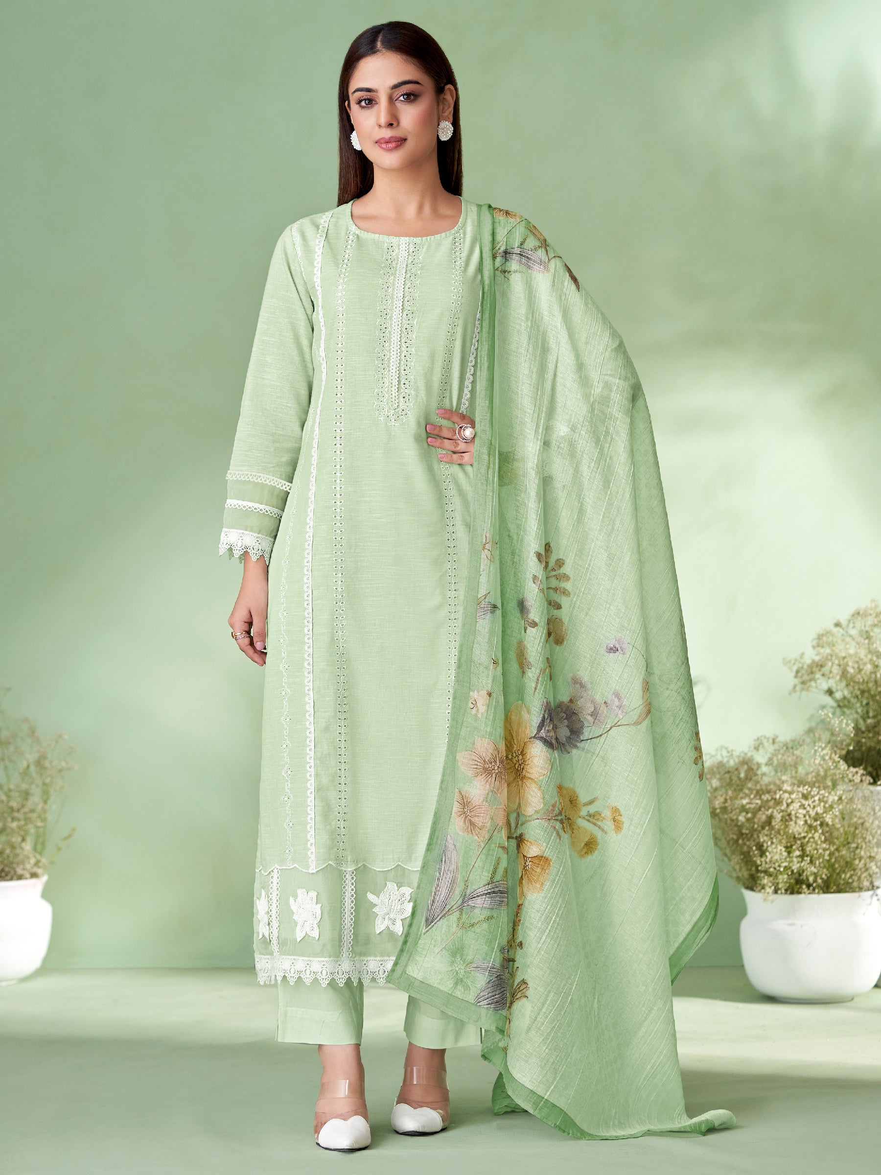 Avarna Unstitched Kurta Set - Green