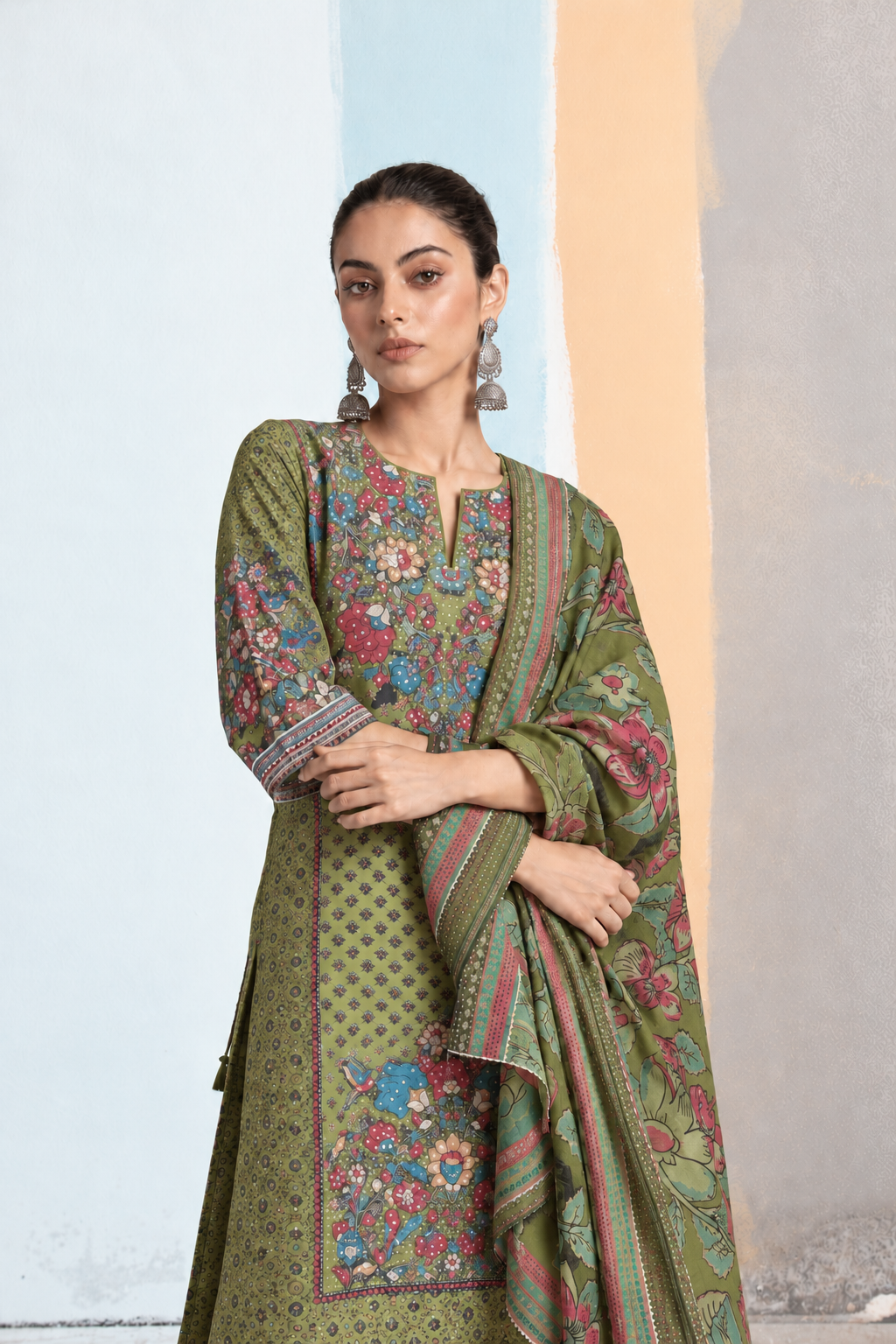 Elaan Kalamkari-inspired Kurta Set-Olive