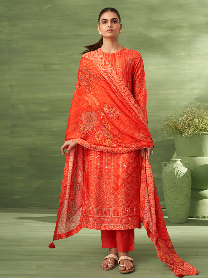 Sitara Unstitched Kurta Set - Orange