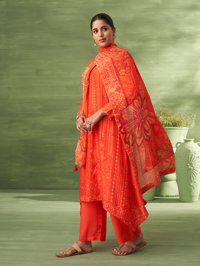 Sitara Unstitched Kurta Set - Orange